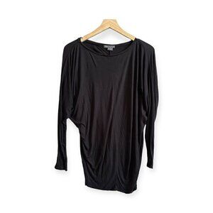 Vince Tapered Hem Long Sleeve Tee, Black, Size XS